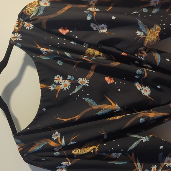 eShakti Wrap Maxi Dress with Ruched Long Sleeves in Owl Print - Picture 10 of 10